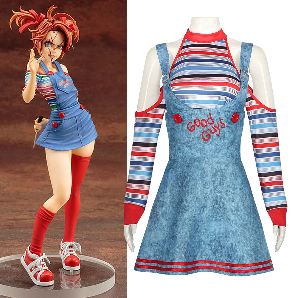 Halloween Spookpop Cosplay Chucky Kostuums Voor Vrouwen Outfit Meisjes Verkleedkleding Carnaval Horror Enge Ghost Baby Clown Kostuum