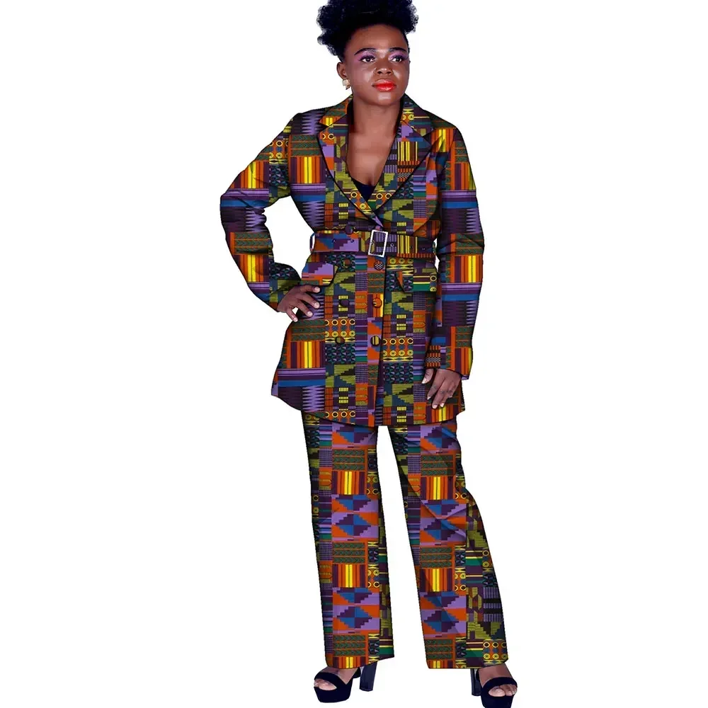 African Print Blazer and Pants Sets for Women Riche Dashiki Traditional African 2 Pieces Trousers Sets Women Suits Clothes FH033