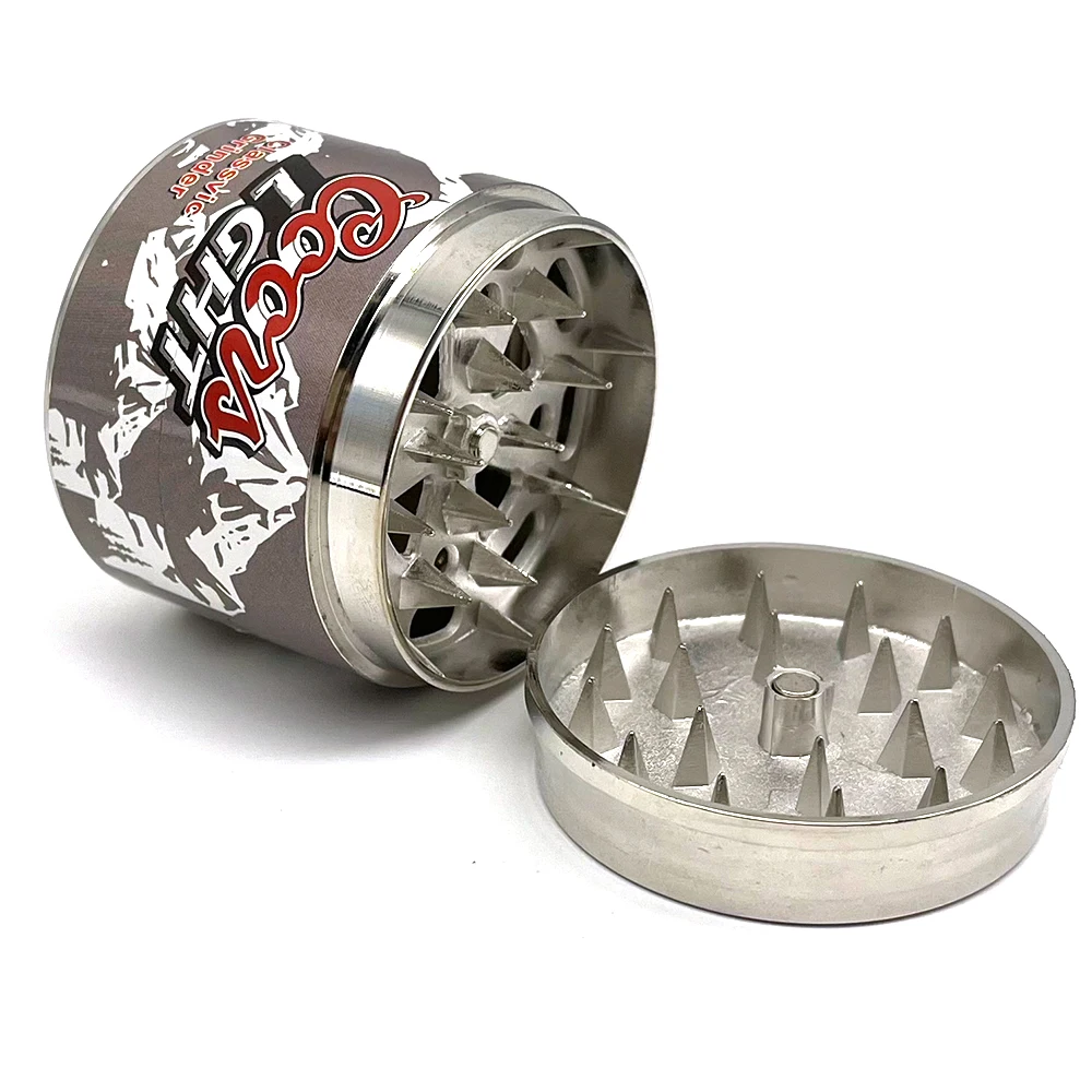50mm Sticker Print Zinc Alloy Metal Herb Grinder Tobacco Smoke Spice Crusher Mill Shredder Roller Tool Rolling Accessories