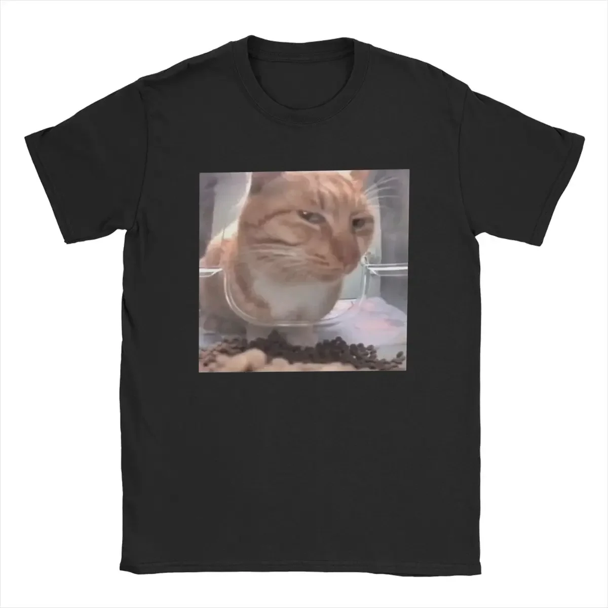 

Funny Meme Tees Short Sleeve Tops Gift Mr Fresh The Side Eye Cat T Shirts for Men Pure Cotton Novelty T-Shirt Round Collar style