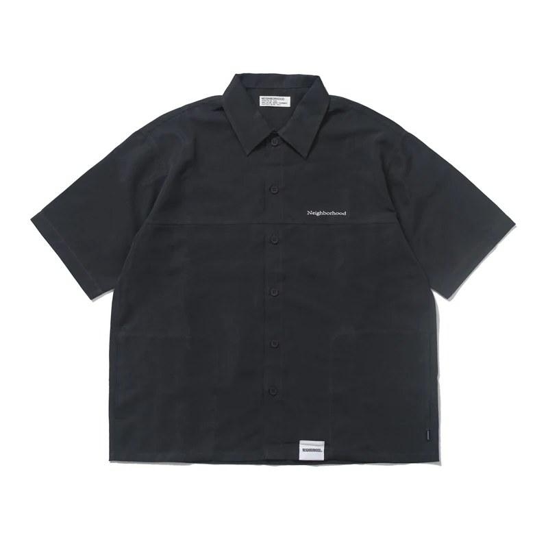 Black Multi-pocket NBHD Shirt Summer Men Women Casual Simple Logo Printed Short-sleeve T-shirt