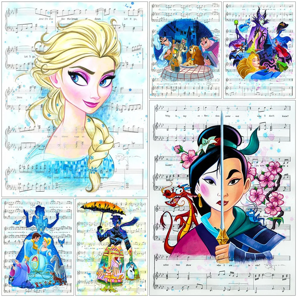 Disney New Arrival Diamond Painting Cinderella Elsa DIY Hobby Mosaic Cartoon Complete Kit Embroidery Mulan Home Decoration