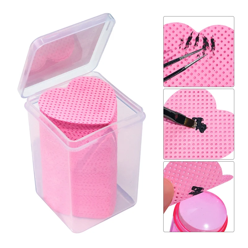 

200Pcs/Box Heart Nail Polish Remover Wipes Eyelash Extension Glue Cleaner Cloth Non-Woven Fabric Nail Gel Remover Cotton Pads