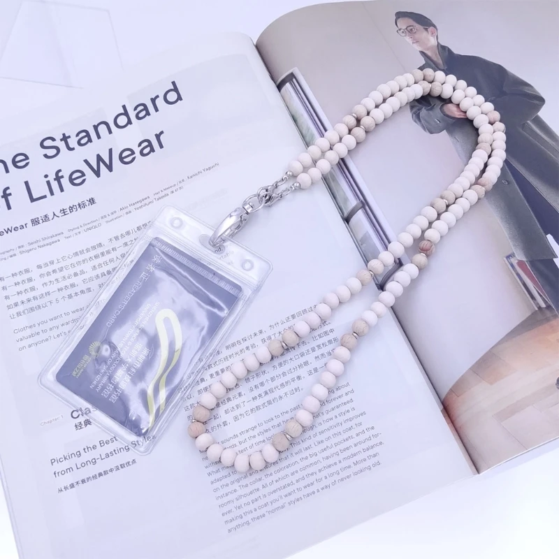 Ремешок с бусинами и держателем для карт, шейный ремешок, держатель для бейджа, ремешки для учителей, бусины, ремешки на шею,