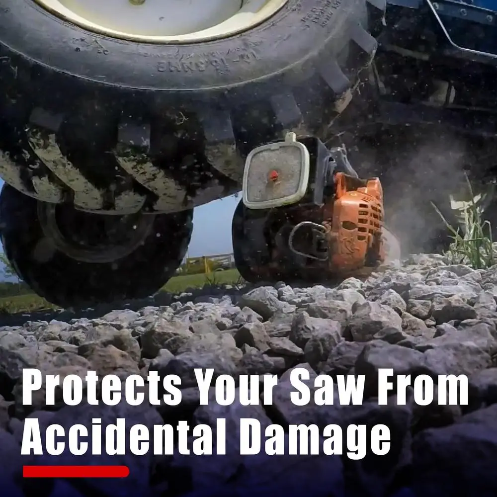 Base con vaina Kit porta motosierra Superficies planas 28 pulgadas Funda azul Soporte de montaje fijo Compatible con todas las motosierras