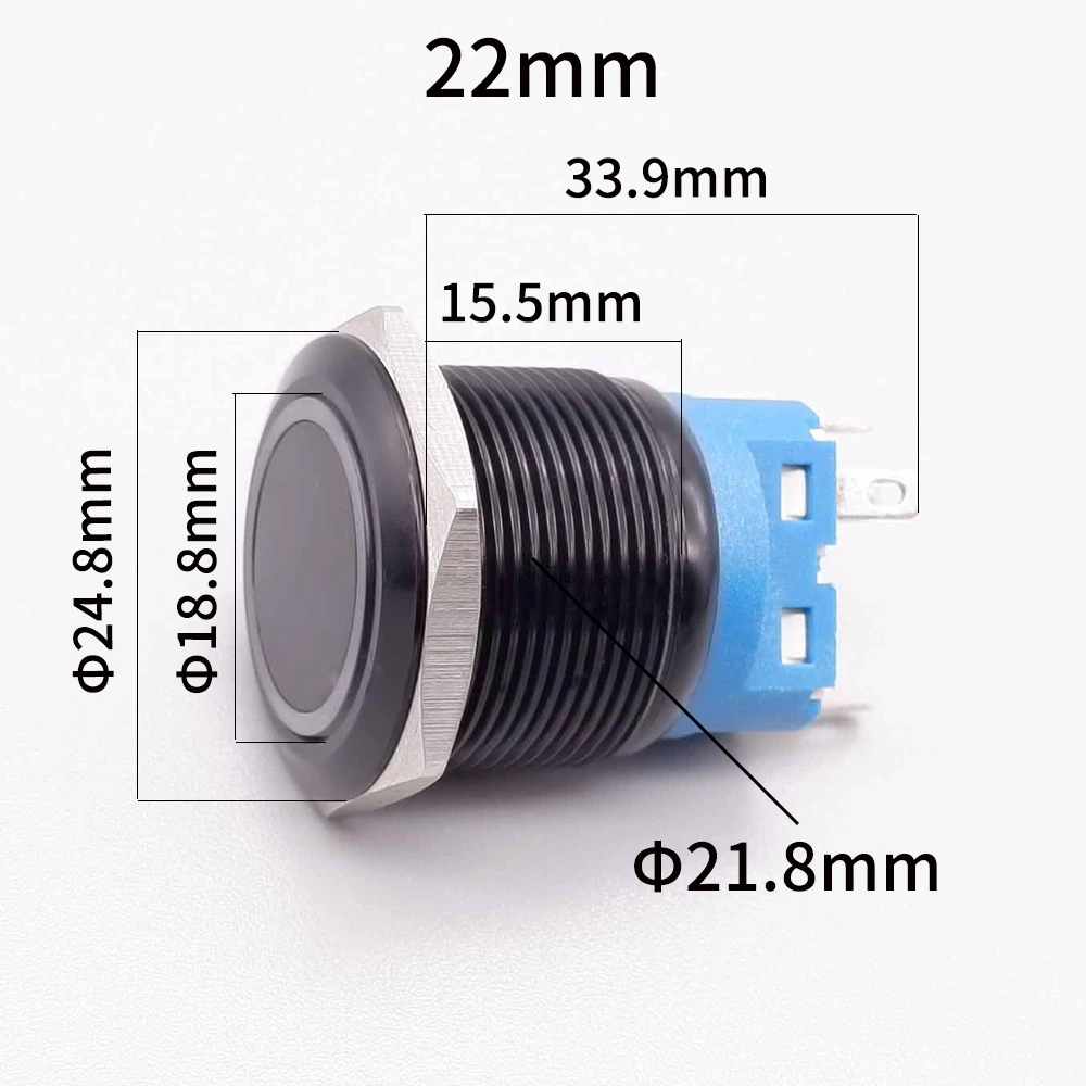 Interruptor de botón de Metal de 16mm, 19mm, 22mm, con fuente de alimentación fija para PC, LED retroiluminado de arranque de motor de coche, 3v,