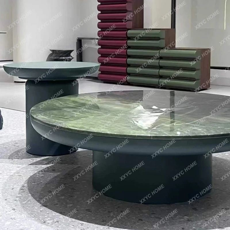 

L minimalist natural marble coffee table modern simple light luxury household round tea table