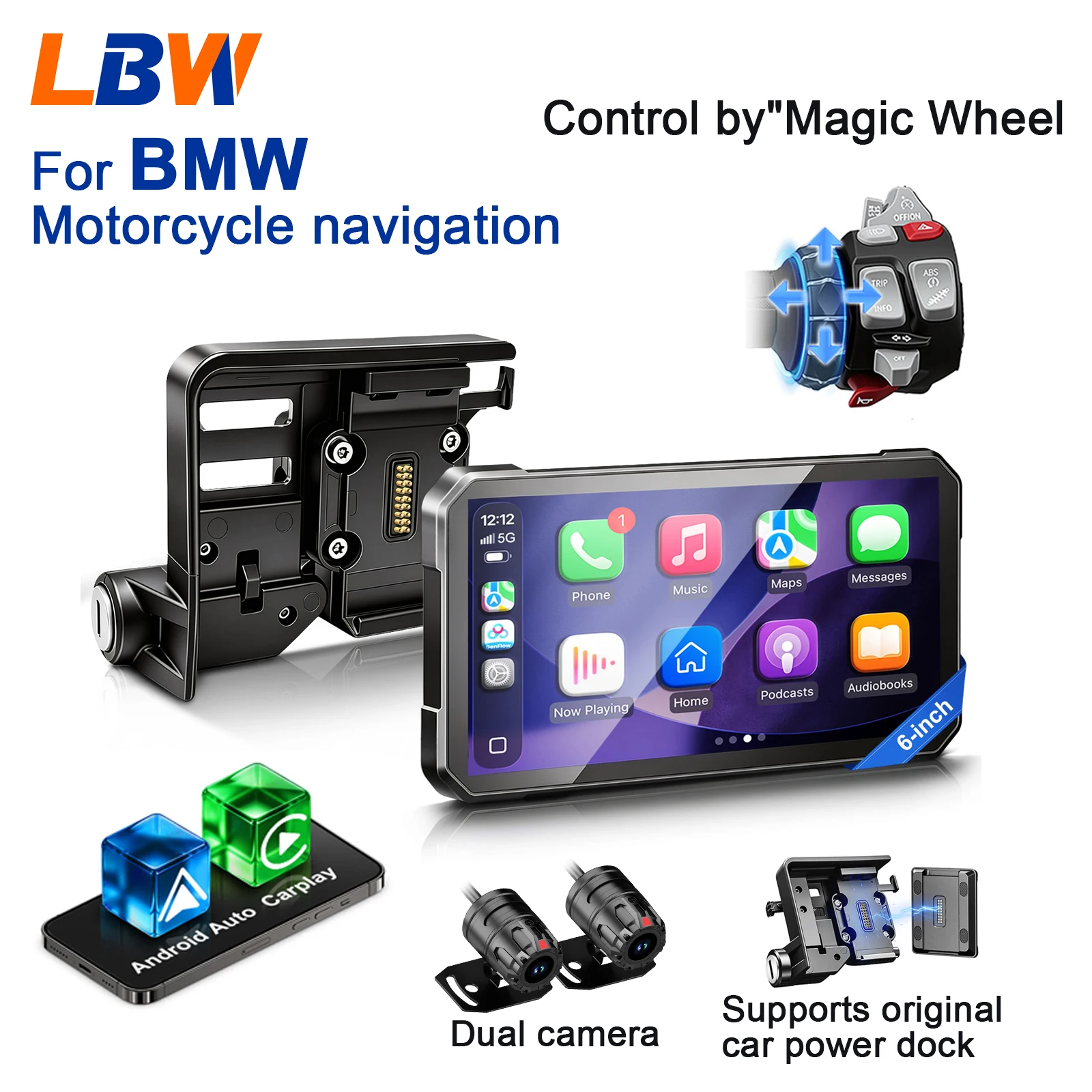 

LBW Motorcycle CarPlay Android GPS Navigation Motorcycle Smart Display Dashboard Accessories For BMW R1200GS R1250GS F900