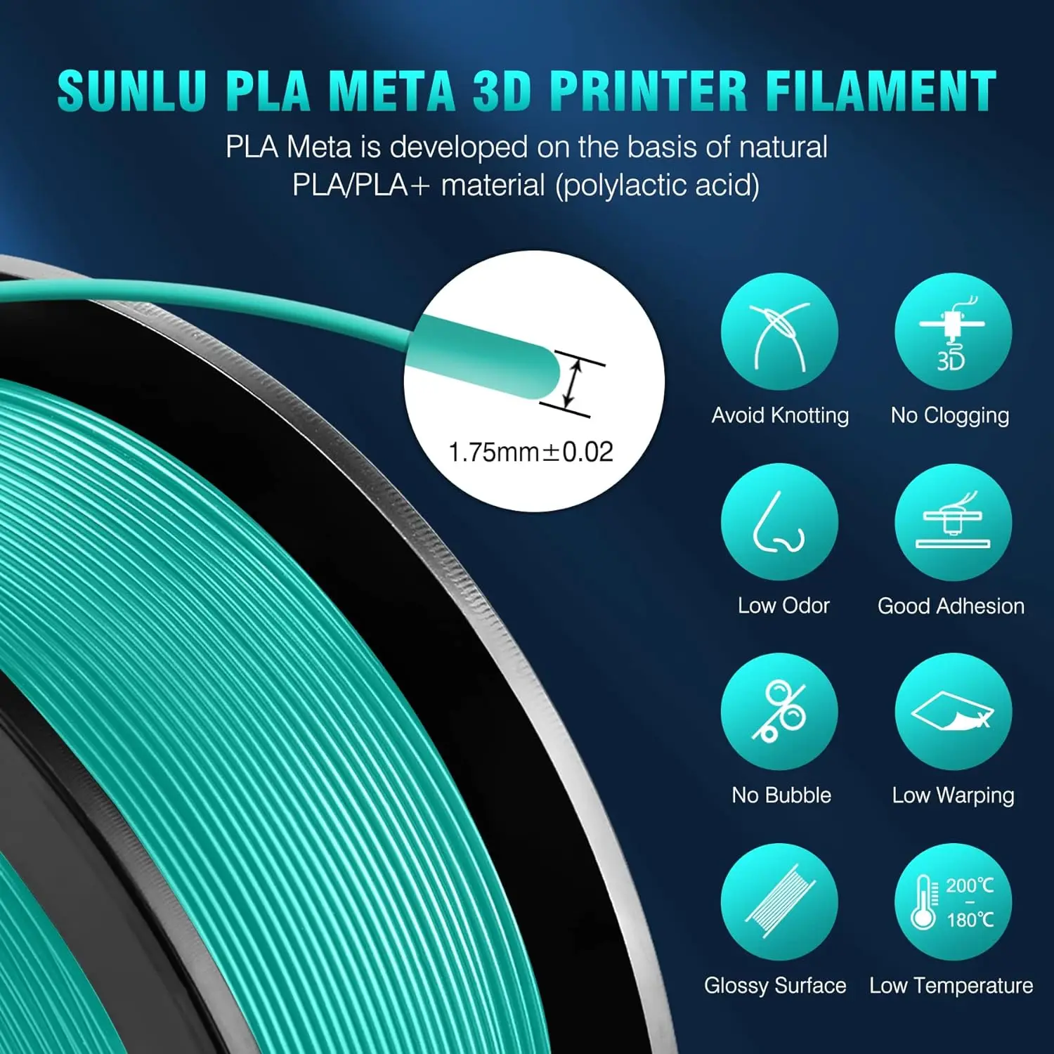 SUNLU 5KG PLA Meta/ PLA Matte Filaments 5Rolls 3D Filament 1KG/roll 1.75mm 100% Filament Lines Up Neatly For 3D Printing