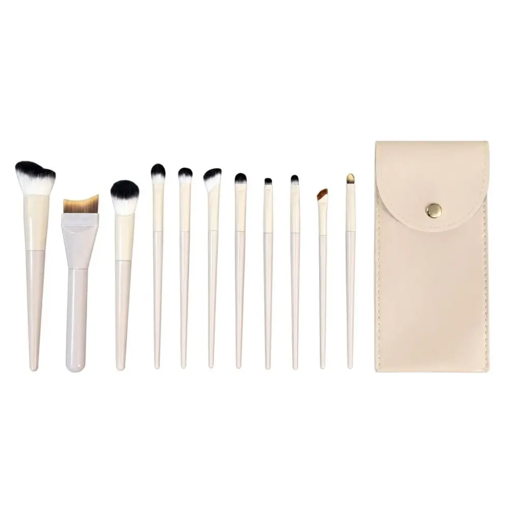 Lightweight Cosmetic Brush Set Crescent Handle For Portable Makeup Application Foundation Powder Blush Eyeshadow Kit