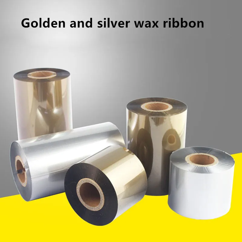 Golden and Silver Wax Ribbon Barcode Printer Thermal Transfer Printing Label Gold Silver Compatible Wax Ribbon