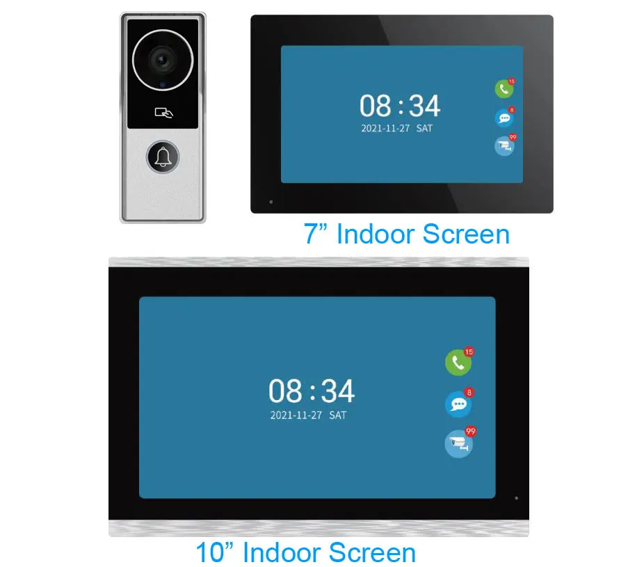 Timbre de puerta con intercomunicador para el hogar, sistema de teléfono con cámara, Monitor de pantalla táctil múltiple, 1080p, 2,4G, Wifi, Tuya