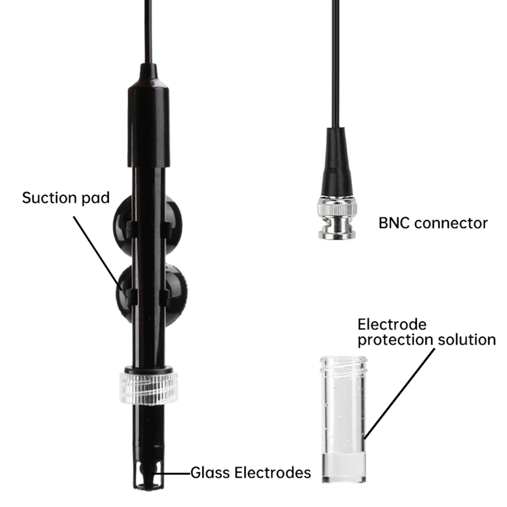 Non-rechargeable PH electrode probe BNC connector for PH tester Hydroponic monitor PH controller For aquariums, hydroponics, etc