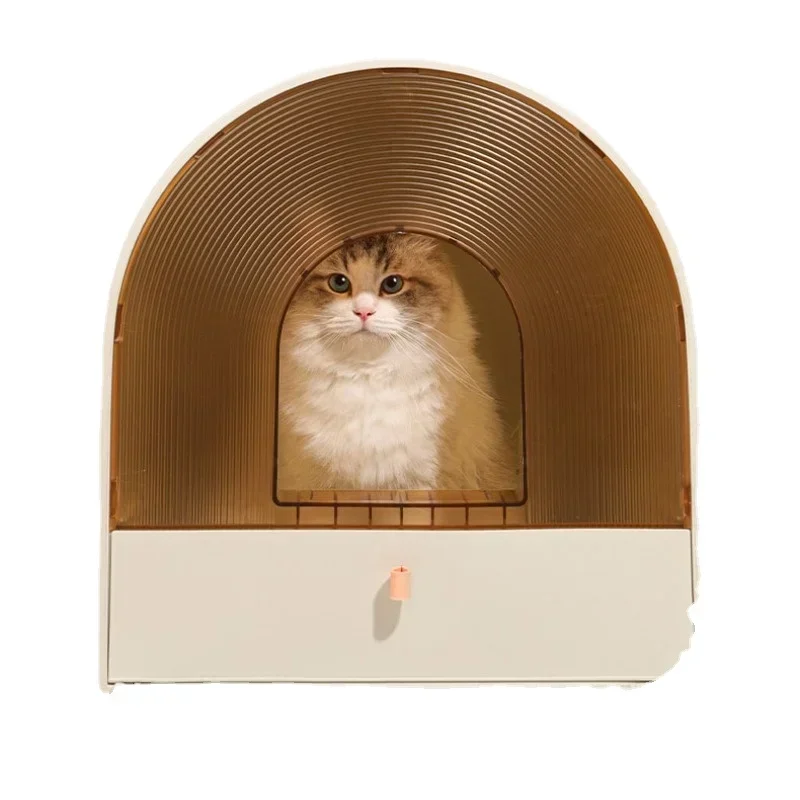 Fully Enclosed Cat Toilet Drawer Design Cat Litter Box Large Odor Proof House for Cats Waterproof Curtain Sandbox Cat