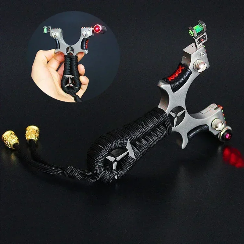 Laser Slingshot Metal Precision Shooting Slingsshot Outdoor Hunting Archery Caza Set High Precision Sling Hunting Accessories