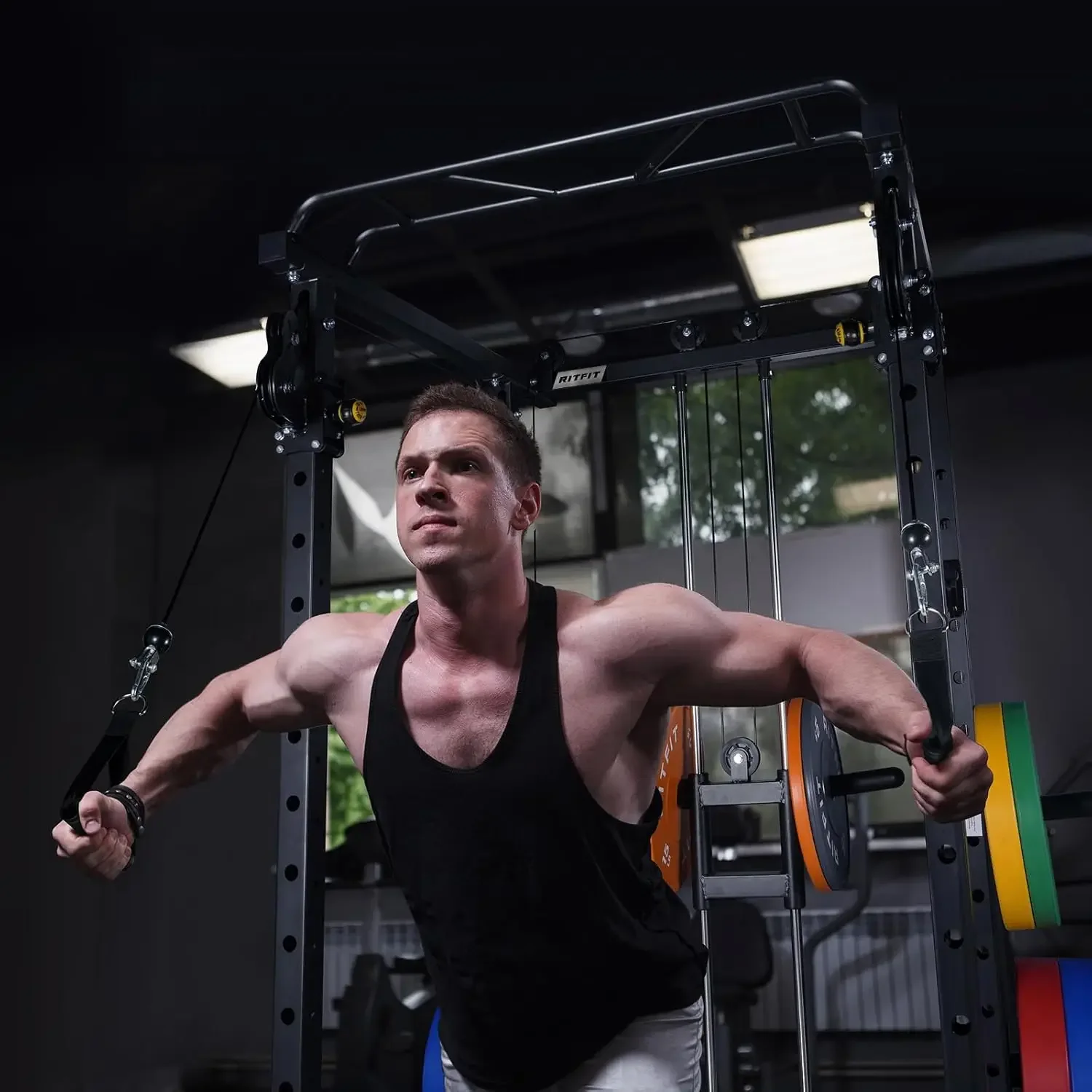 Multi-Function Squat Rack Power Cage PPC03 with Cable Crossover System, 1000LBS Capacity Power Rack and Packages with Opt