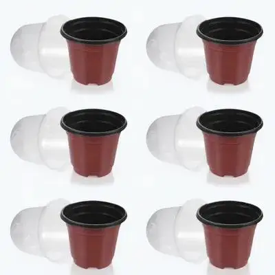 10 مجموعات أواني الحضانة مع قبة الرطوبة حاويات زراعة بلاستيكية البذور بدء الكؤوس حديقة زراعة الزهور وعاء عصاري #6