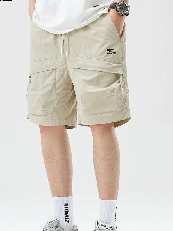 

Тонкие повседневные мужские летние брюки из ледяного шелка, новая спортивная рабочая одежда свободного покроя, длина пять четвертей, дышащие прямые брюки