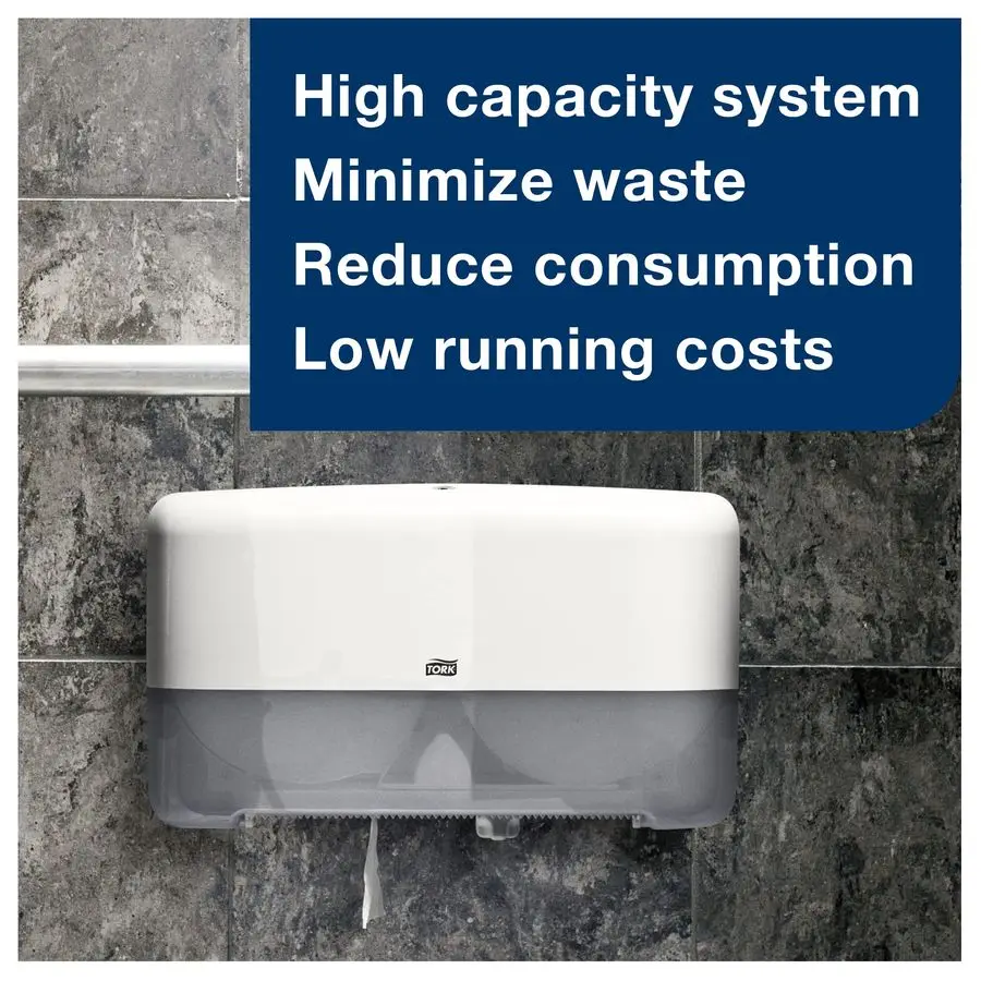 Mini Jumbo Bath Tissue Roll Toilet Paper Towels with Advanced Soft Quality, Compatible with T2 Dispenser, 12 rolls x 1075, 2Ply