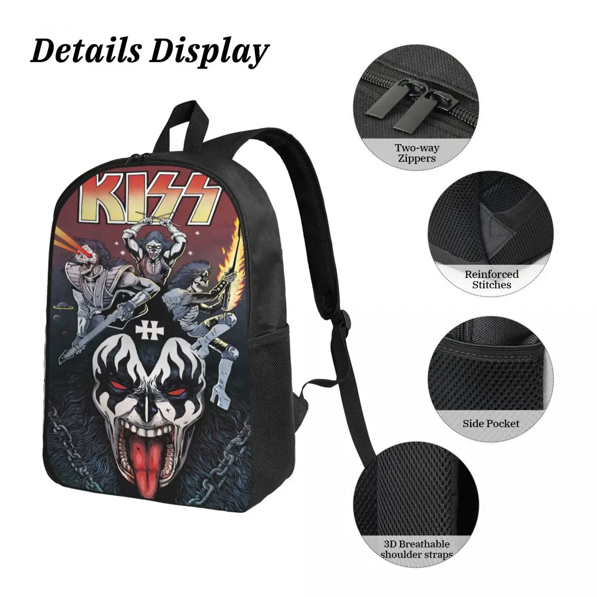 Kiss Band Rock Roll กระเป๋าเป้สะพายหลังเด็กกล่องอาหารกลางวันปากกากระเป๋าสําหรับชายหญิงกระเป๋าเป้สะพายหลัง Kawaii กระเป๋านักเรียน Bookbag ชุด