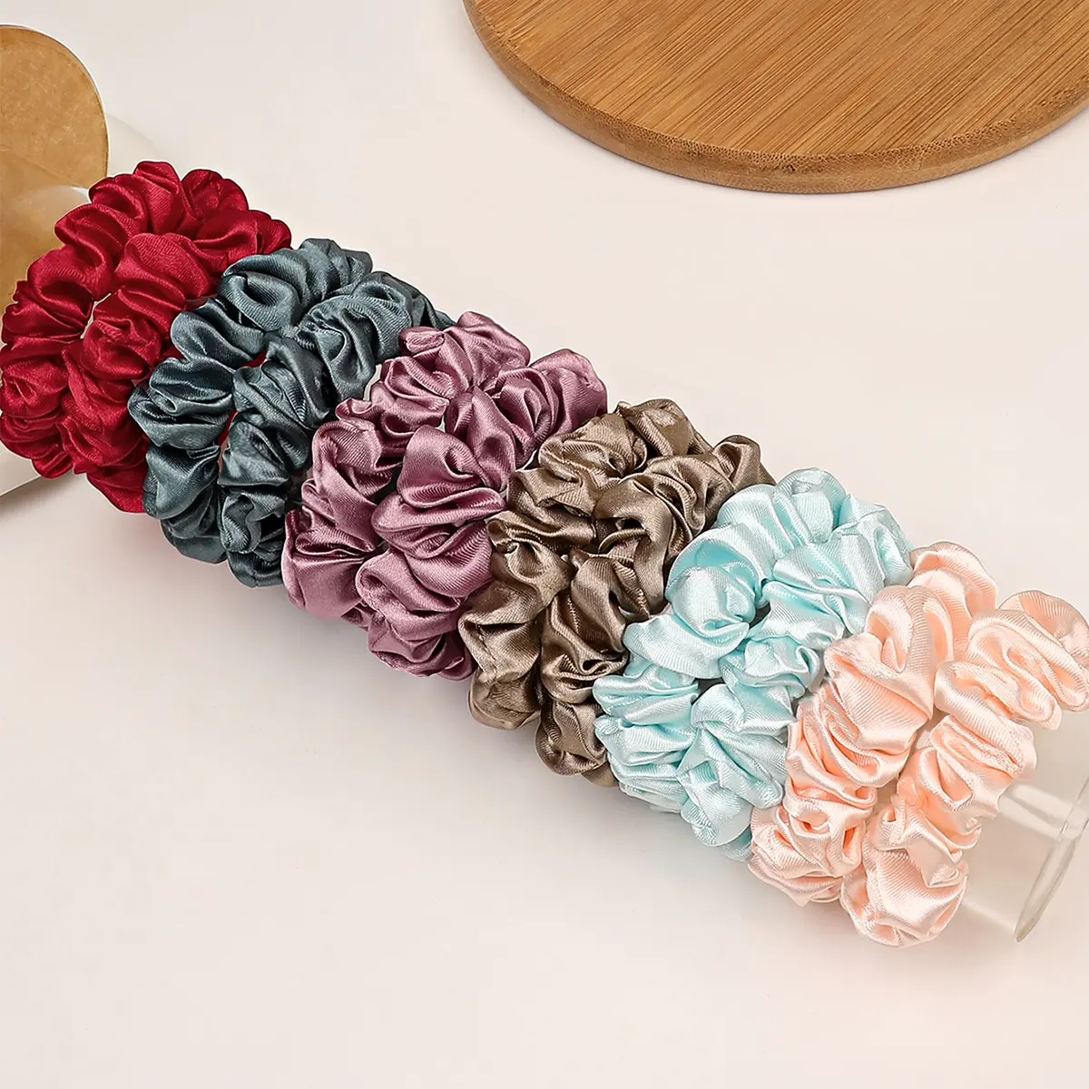 Petits chouchous en Satin de soie pour femmes et filles, 12 pièces, attaches pour cheveux, aucun dommage pour le sommeil sans frisottis, accessoires pour cheveux, cadeau idéal