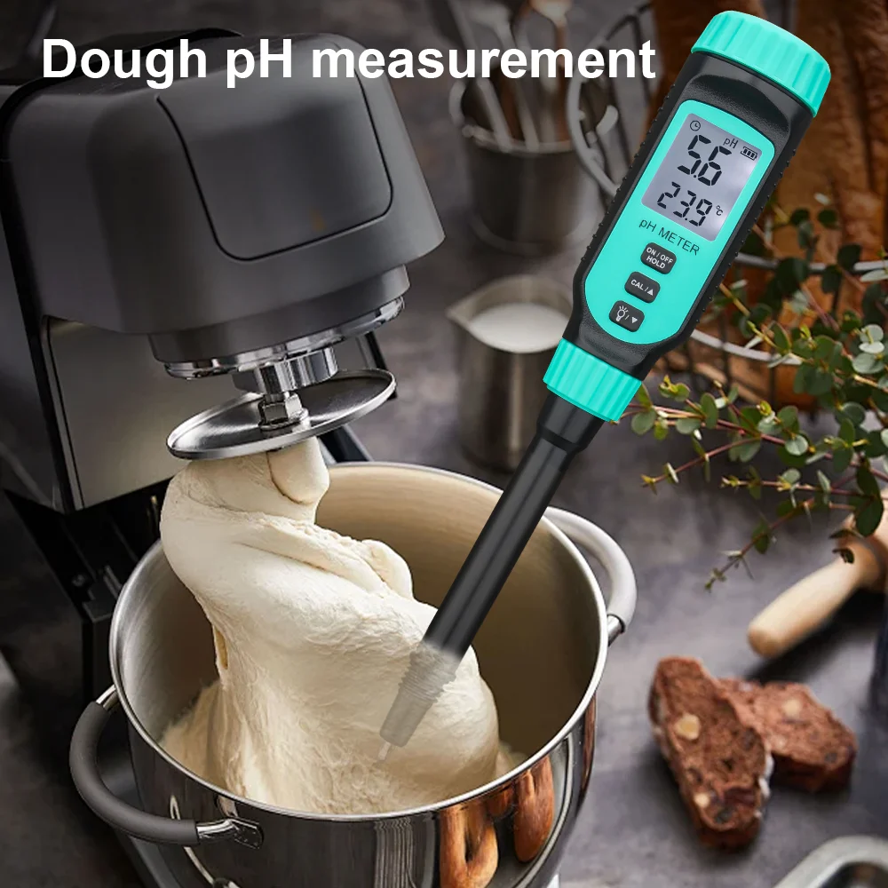 Penetrating PH Meter 4 in 1 Soil PH Tester Professional Acidimeter LCD Backlight Display Portable Liquid Bread Pastry PH Meter