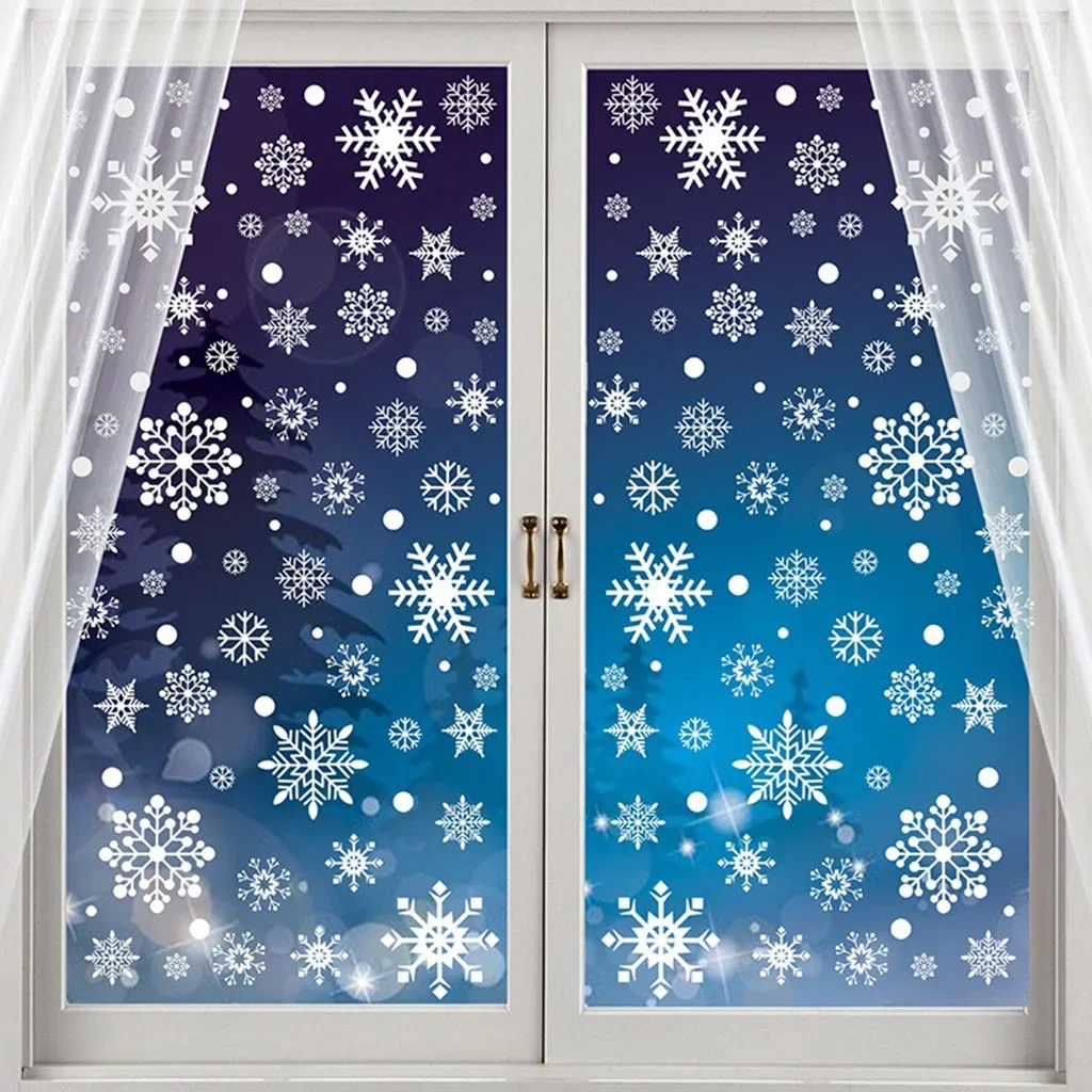 

Christmas Snowflake Window Stickers Glass Wall Decor Merry Christma Home Static Stickers Noel New Year Snowflake Door Stickers