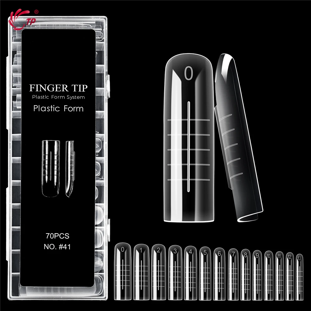 

TP Full Cover Square Nail Dual Forms 70pcs/box False Nail Tips Reusable Quick Building Gel Molds Acrylic Extension Nail