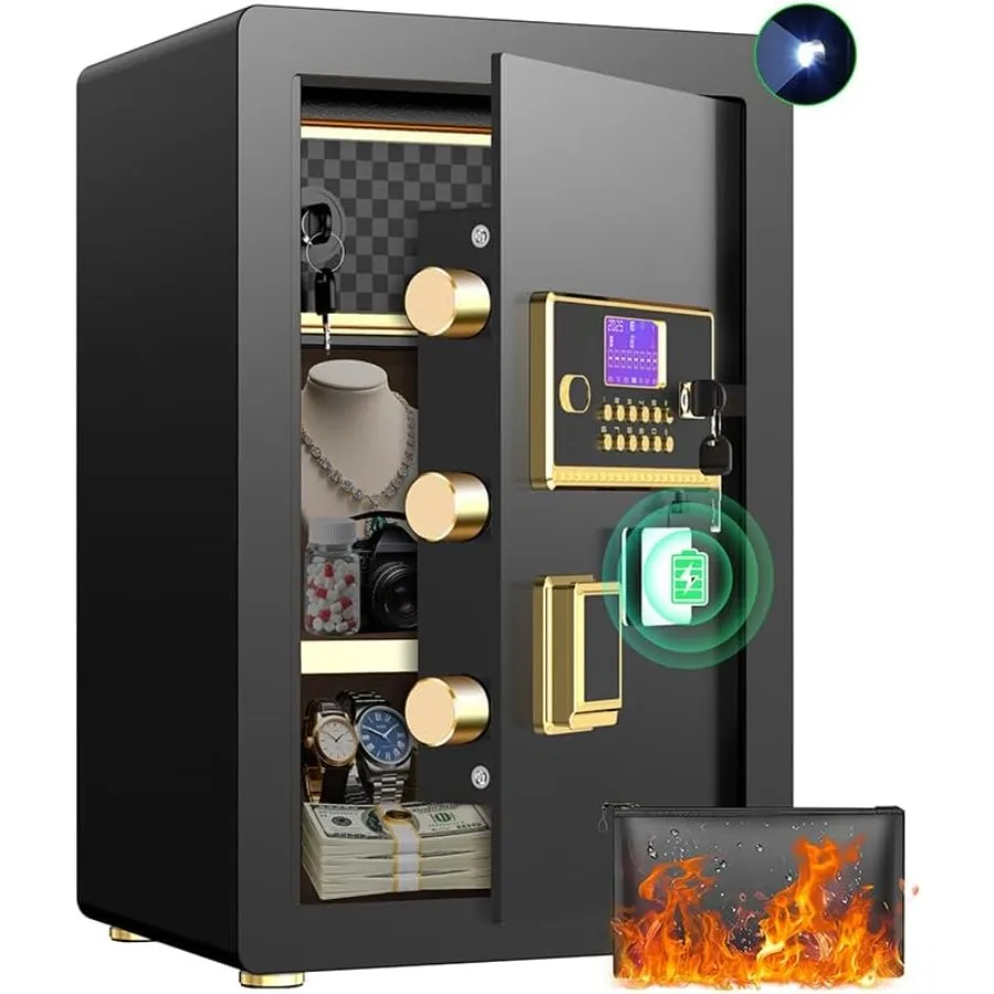 Sicherer digitaler Tastatur-Safe mit integriertem Alarmsystem für die Schmuck- und Bargeldaufbewahrung mit verstellbaren Regalen, integriertem L