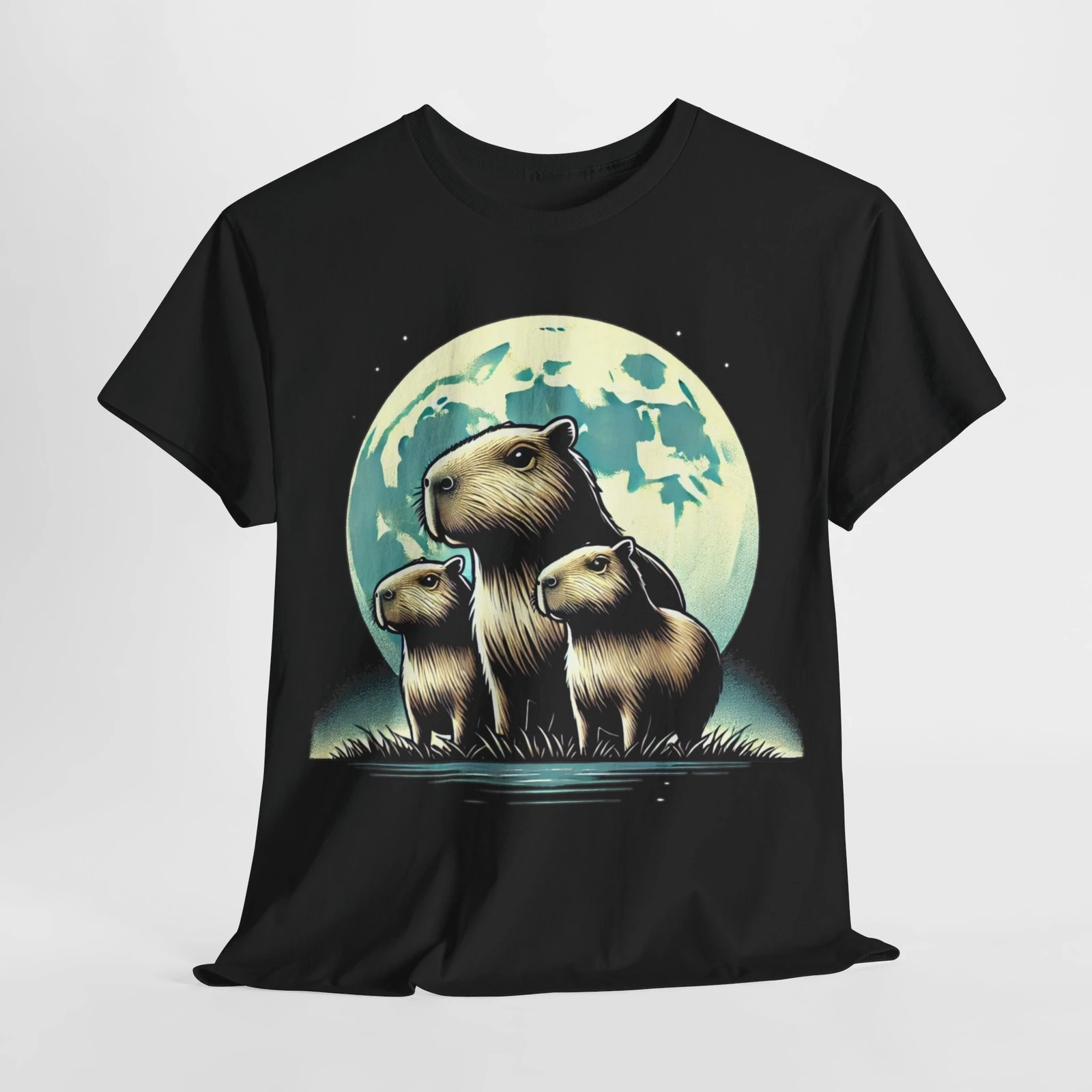 Moonlit Capybara Family" Grafik-T-Shirt