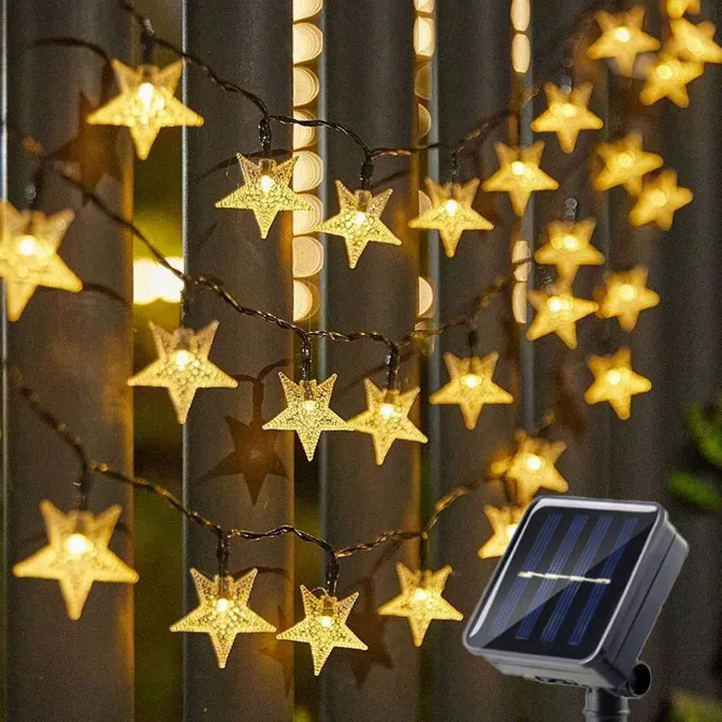 

Solar Powered LED Twinkle Star Outdoor Christmas Fairy String Lights Garland for Home Wedding Party Window Holiday Decoration