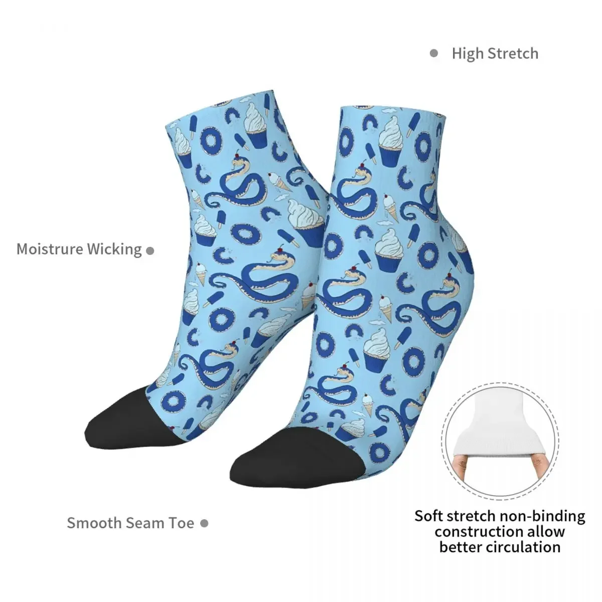 Blueberry Cupcake Hognose Snake calcetines tobilleros para hombre y mujer, medias de poliéster para invierno