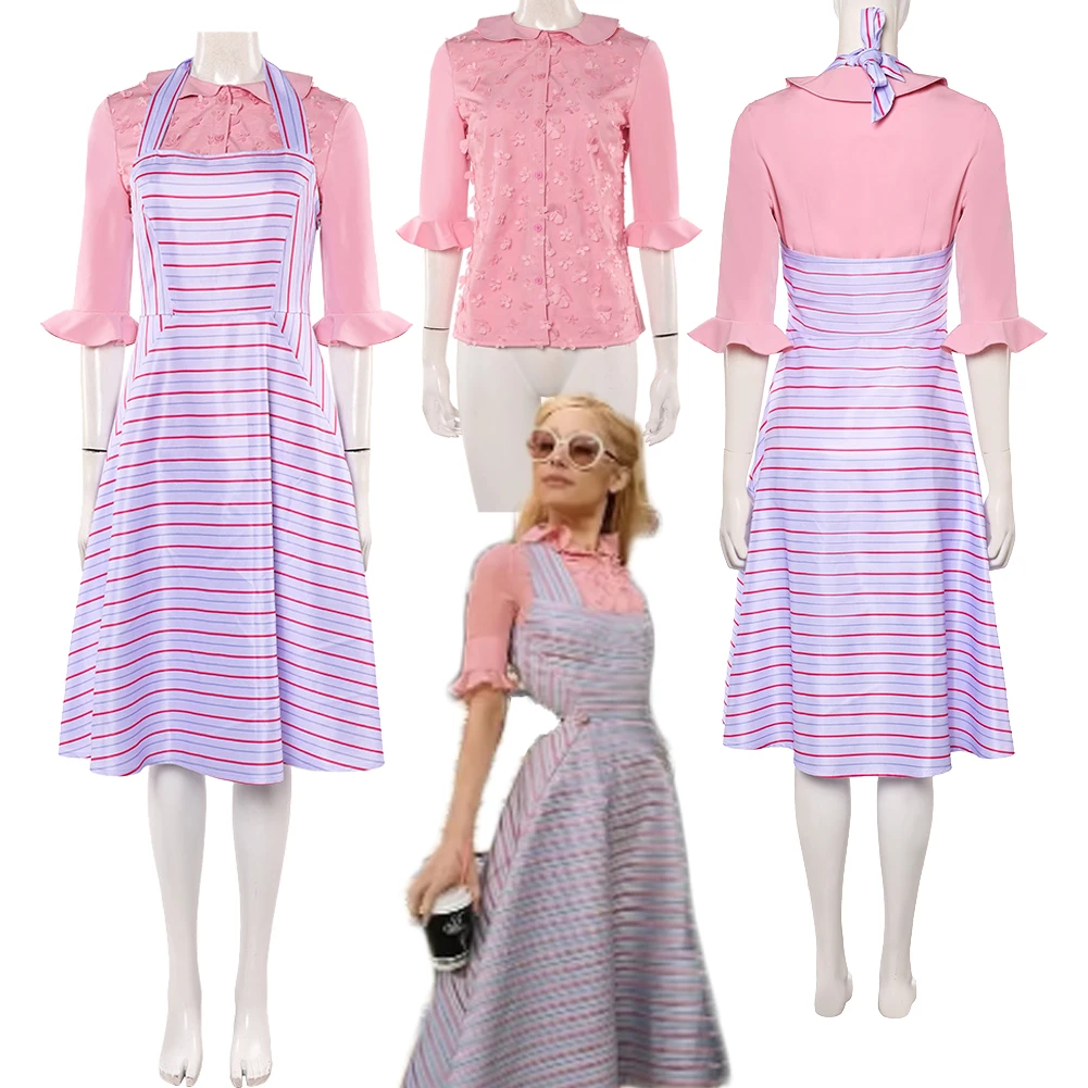 

Фильм Wicked 2 Glinda, полосатое платье для косплея, розовая, синяя рубашка, комплект одежды, костюм, наряды на Хэллоуин, карнавал, вечеринка для взрослых женщин