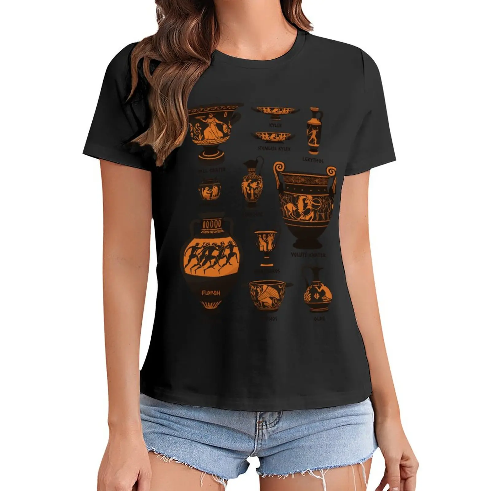 

Ancient Greek Pottery T-Shirt customs quick drying cute t-shirts for Women