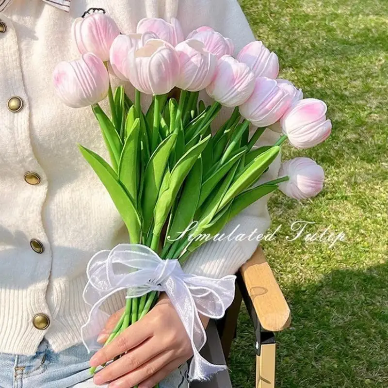 زينة عيد الفصح لعيد القديس باتريك، زفاف خطوبة، ديكور ربيعي للمنزل والمكتب، باقة توليب صناعية واقعية