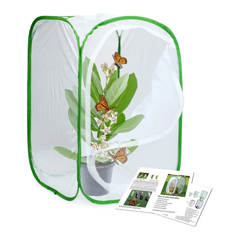 AB09-2-Pack Gabbia per habitat per insetti e farfalle Terrario - Custodia per farfalle (2 X 15,7 X 15,7 X 23,6 pollici) Facile da usare