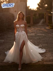Exclusive Corset Wedding Dresses Romantic Lace Flowers Dress For Bride Elegant Sweet Side Slit Bridal Gown Vestido De Novia