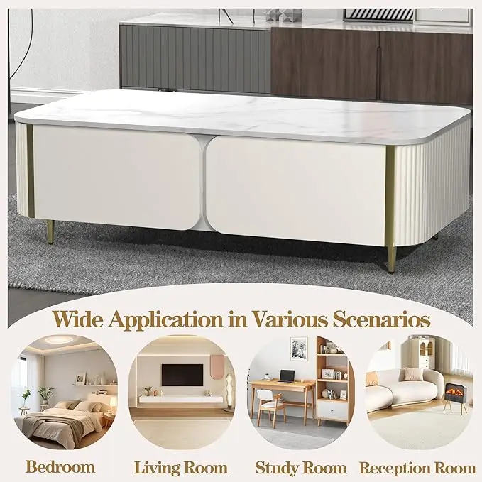 Meble do salonu z miejscem do przechowywania Wyprzedaż Duży zestaw luksusowych, nowoczesnych stolików kawowych w stylu mid-century z białą drewnianą ramą