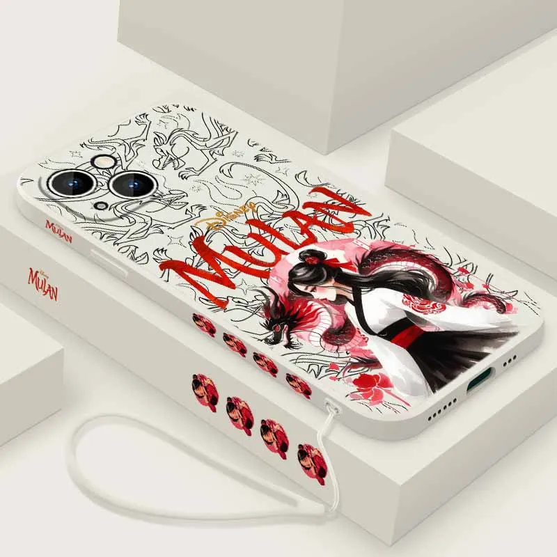 Disney mulan bonito para samsung galaxy a35 a40 41 42 50 51 52 53 54 55 60 70 71 72 73 56 36 capa de telefone com corda esquerda líquida