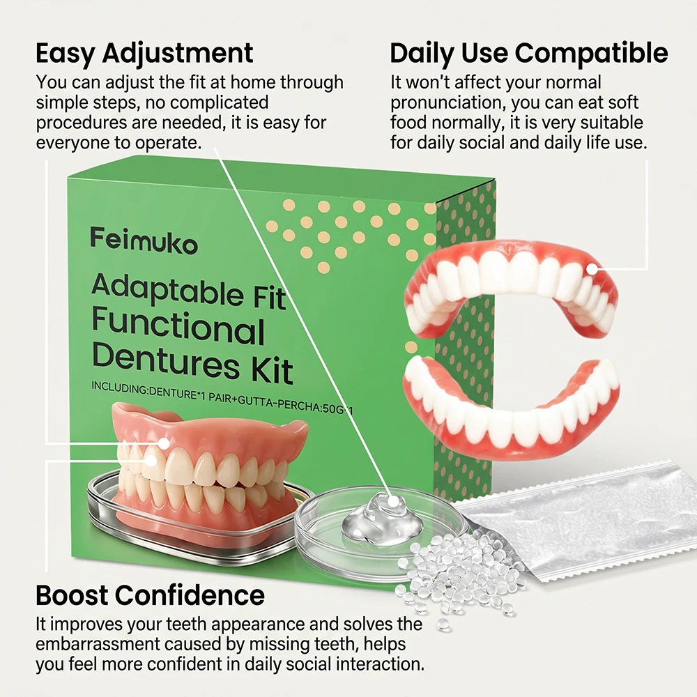 Silicone Fake Teeth Dentures Full Set Upper Lower Braces Comfort Fit Instant Confidence Smile Oral Care For Men Women