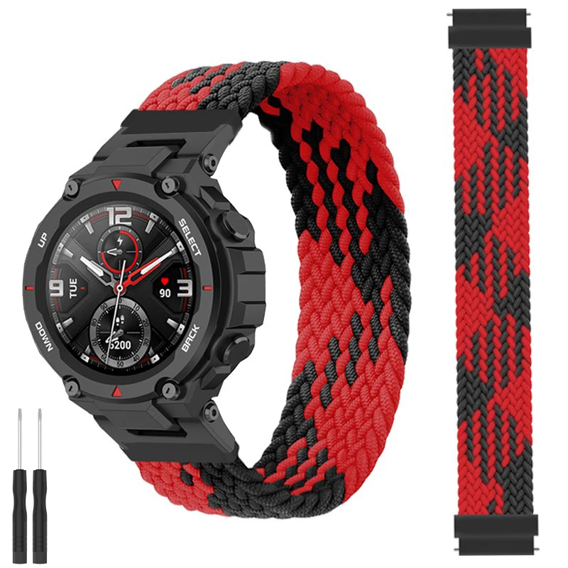 Braided Solo Loop Strap For Huami Amazfit T-Rex 2 Band Smart Watch Nylon Elastic Belts For Xiaomi Amazfit T-Rex T Rex Pro Correa