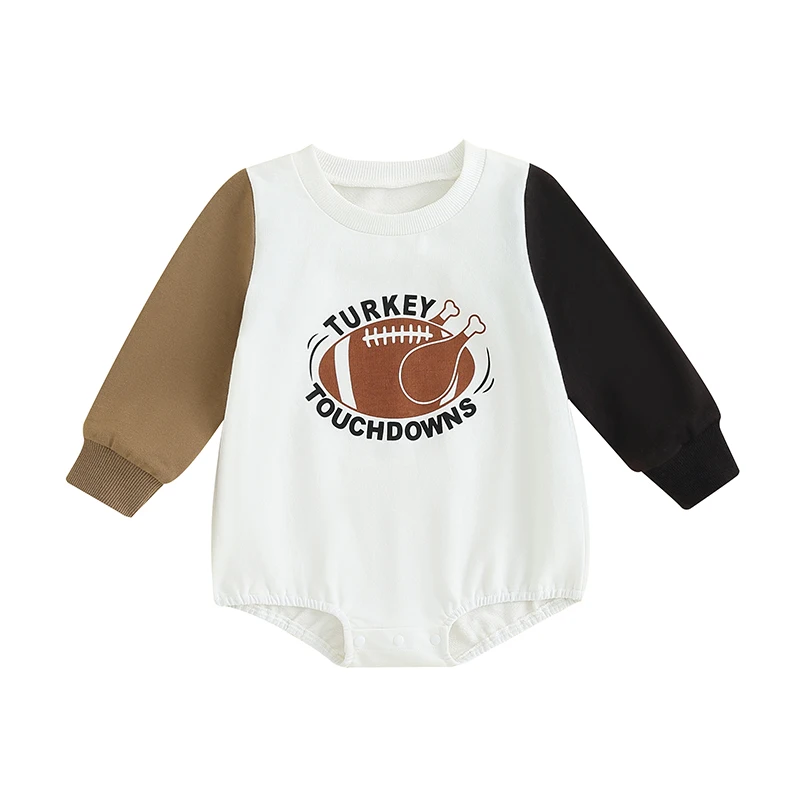 

Baby Halloween Romper Cute Football Shaped Turkey Print Long Sleeve Bodysuit Newborn Clothes