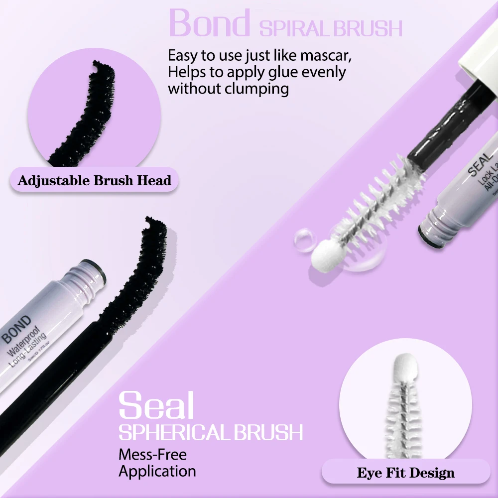 uCoolMe Lash Bond and Seal with Fast Glue Remover Strong Hold Lashes Extension Waterproof and Long Lasting Home DIY Makeup Tool