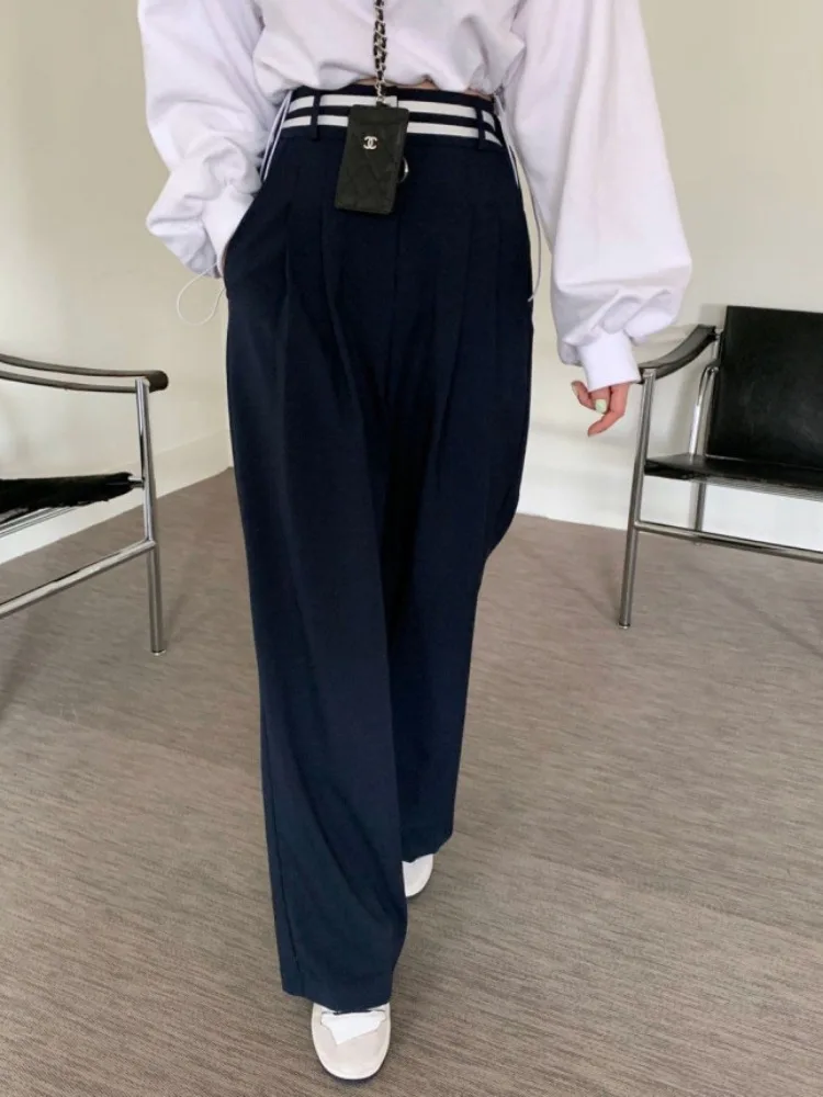 High Waist Drapey Straight Leg Pants Loose Casual Floor Length Suit Pants with  Autumn Winter New Arrival