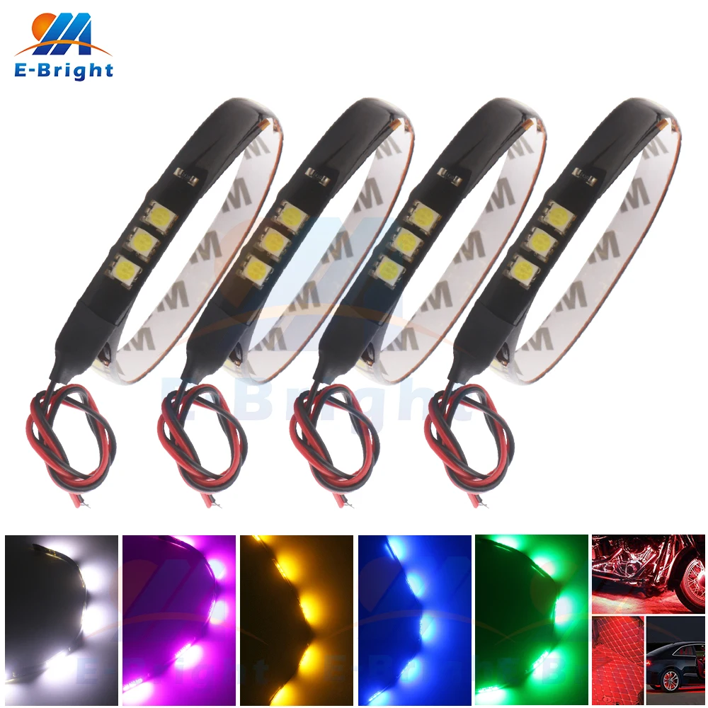 

2PCS 12in 30cm LED Strip Light 12V 5050SMD Flexible Car UTV Daylight Decorative Light Driving Signal Light White Red Blue Pink