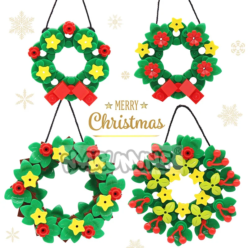 

MARUMINE Мини Рождественская гирлянда, цветочные блоки, набор моделей, Рождество, сделай сам, искусственное украшение, MOC, строительные блоки, Подарочные игрушки