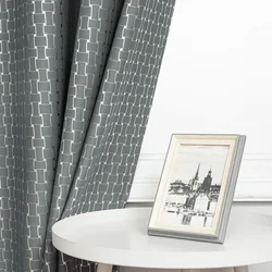 N3068Bedroom blackout curtain fabric high precision hot silver small square blackout perforated curtain