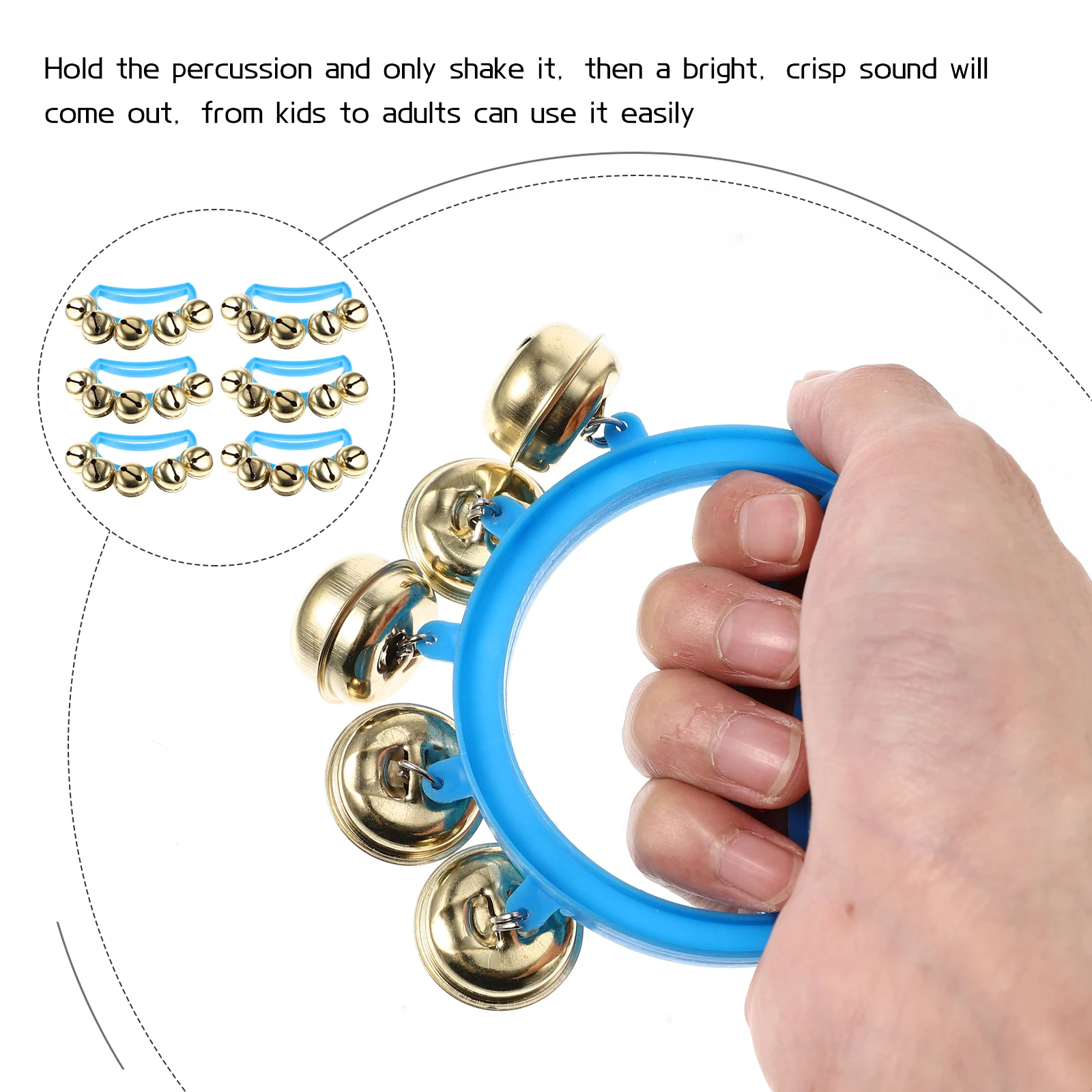 6個セット シェイキングベル キッズ楽器 タンバリン PPガラガラ 赤ちゃん おもちゃ ハンドヘルド クリアサウンド ゲーム パーティー 子供 ハンドベル