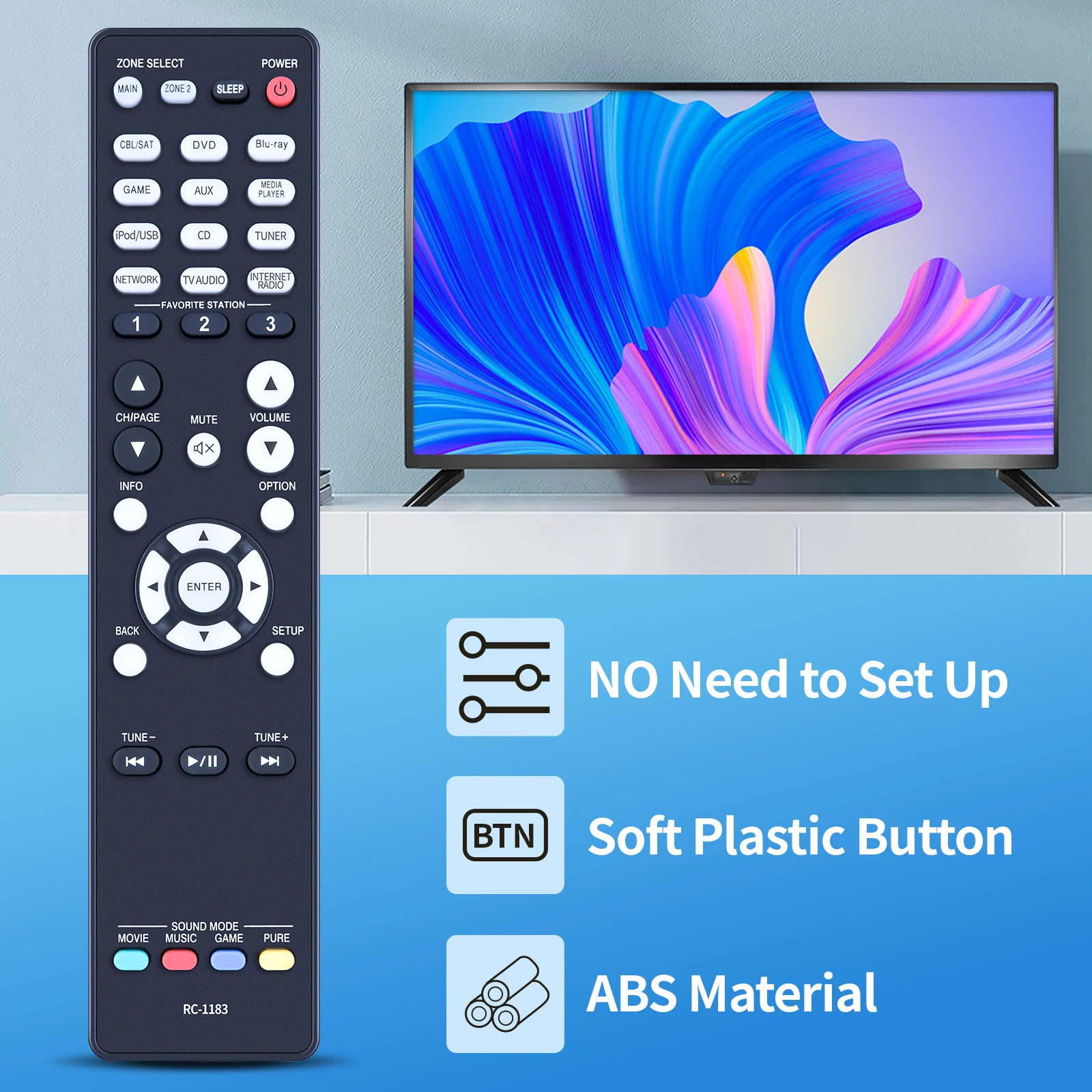 New RC-1183 Replace Remote Control for Denon AV Receiver AVR-X2000 AVRX2000