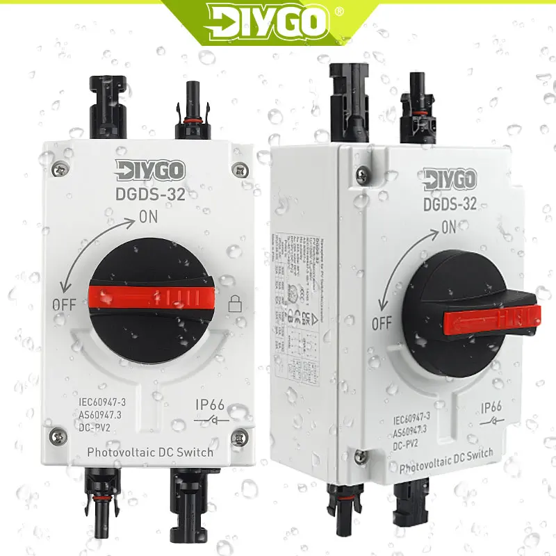 PV DC 1200V 32A 1in 1 out IP66 Waterproof Solar Rotating Handle Isolator Rotary Switch Disconnector For Solar Distribution Box